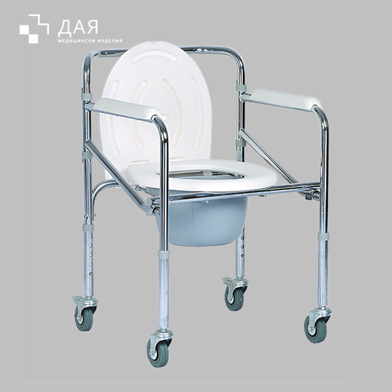 Дая Медицински Изделия Комбиниран тоалетен стол с колелца-сгъваем  