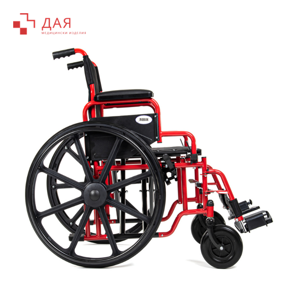 Рингова инвалидна количка за тежки хора до 182 кг страничен изглед дая еоод